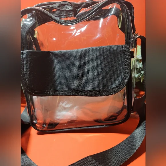 Clear Black Trim Crossbody Bag - Picture 1 of 7